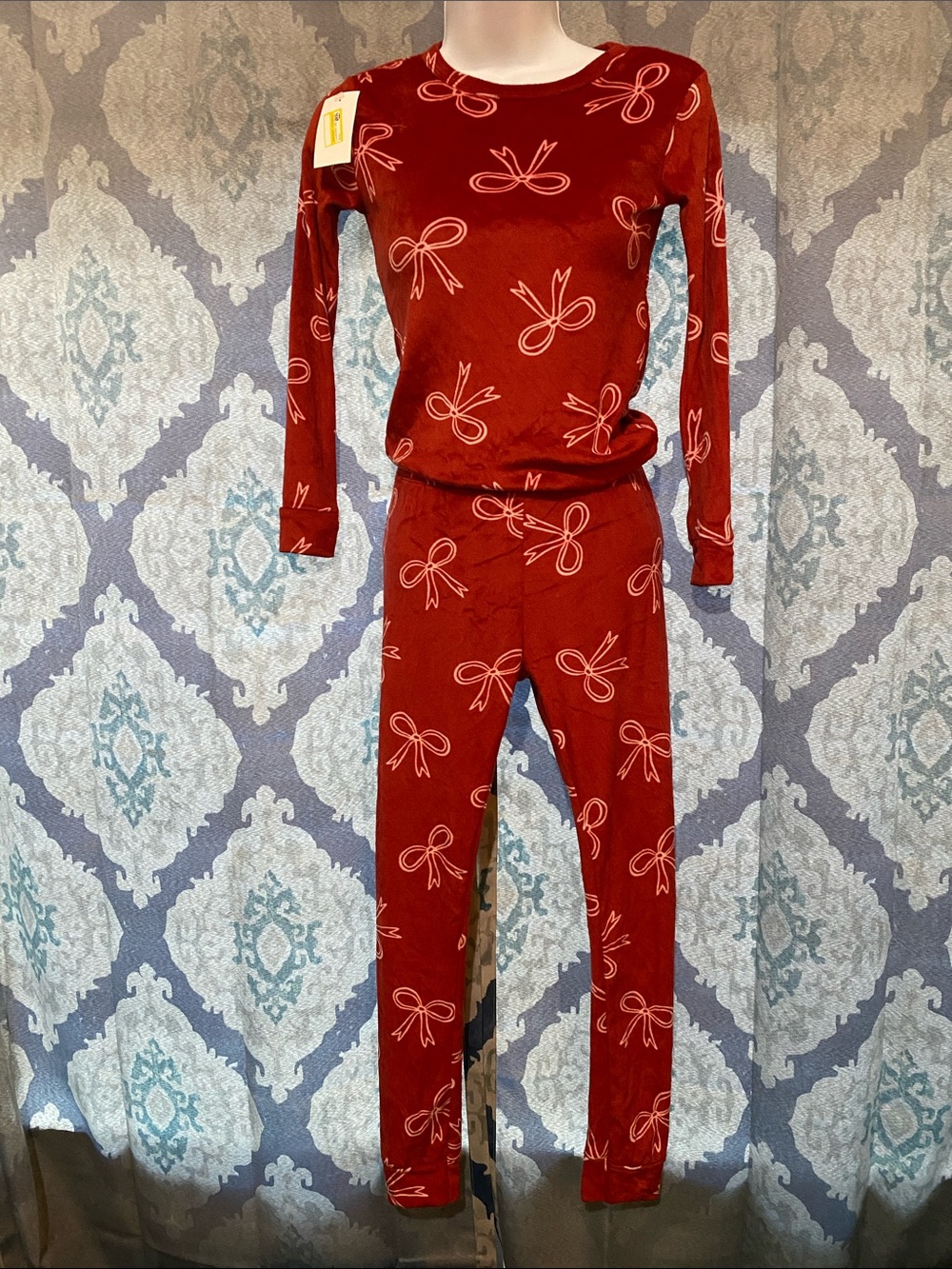 Cat & Jack Red Bow-Print Two-Piece Pajama Set